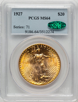 1927 $20 CAC Saint-Gaudens Double Eagle PCGS MS64 (778032051)