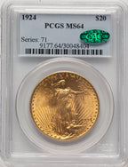 1924 $20 Saint CAC Saint-Gaudens Double Eagle PCGS MS64 (778032041)