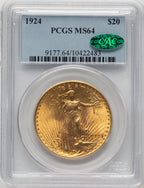 1924 $20 Saint CAC Saint-Gaudens Double Eagle PCGS MS64 (778032042)