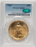 1924 $20 Saint CAC Saint-Gaudens Double Eagle PCGS MS64 (778032044)