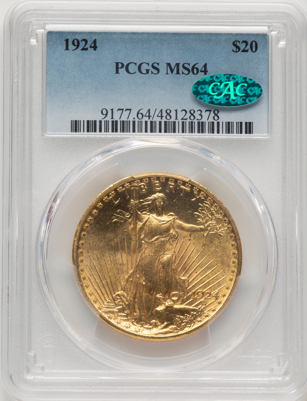 1924 $20 Saint CAC Saint-Gaudens Double Eagle PCGS MS64 (778032044)
