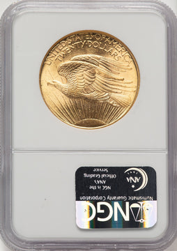 1908 $20 NO MOTTO CAC Saint-Gaudens Double Eagle NGC MS63