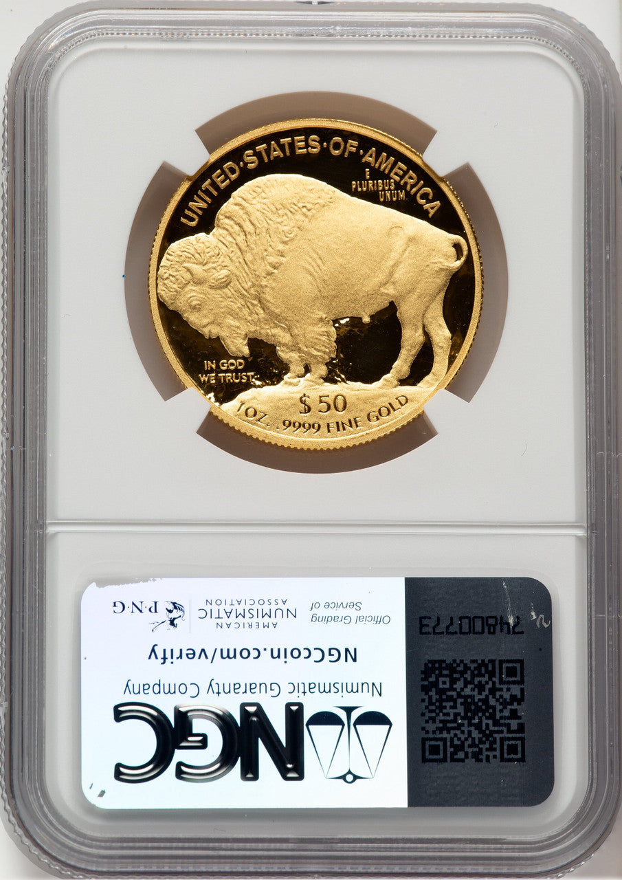 2010-W $50 One-Ounce Gold Buffalo .9999 Fine Gold Brown Label NGC PF70 (521154036)