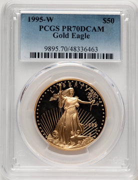 1995-W $50 One-Ounce Gold Eagle Blue Gradient PCGS PR70 (521154006)