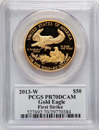 2013-W $50 One-Ounce Gold Eagle First Strike Moy Signature FS PCGS PR70 Ed Moy (521152002)