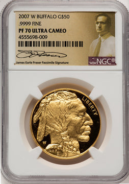 2007-W G$50 One-Ounce Gold Buffalo .9999 Fine Gold NGC PF70 (777889002)