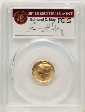 2016-W 10C Mercury Dime 100th Anniversary Gold Centennial FS Modern Commemoratives PCGS MS70 Ed Moy