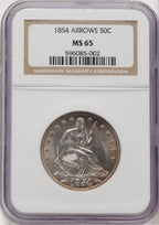 1854 50C Arrows Seated Half Dollar NGC MS65