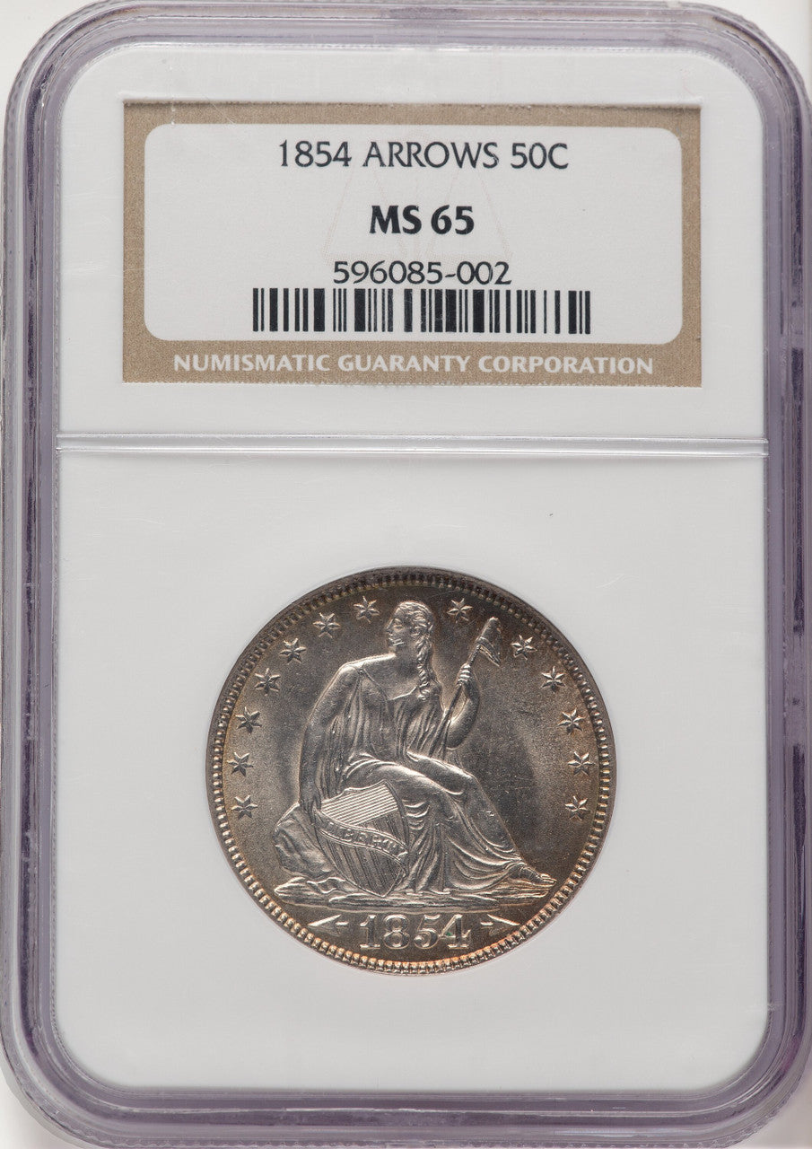 1854 50C Arrows Seated Half Dollar NGC MS65