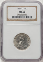 1860-O 25C Seated Quarter NGC MS65