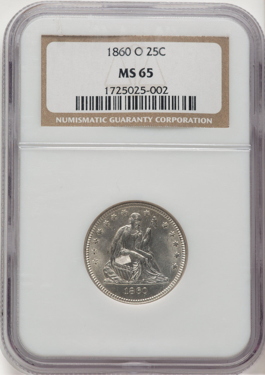 1860-O 25C Seated Quarter NGC MS65