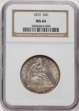 1872 50C Seated Half Dollar NGC MS66