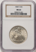 1868-S 50C Seated Half Dollar NGC MS65