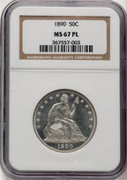 1890 50C PL Seated Half Dollar NGC MS67