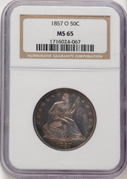 1857-O 50C Seated Half Dollar NGC MS65