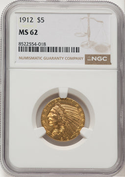 1912 $5 Indian Half Eagle NGC MS62 (572404005)