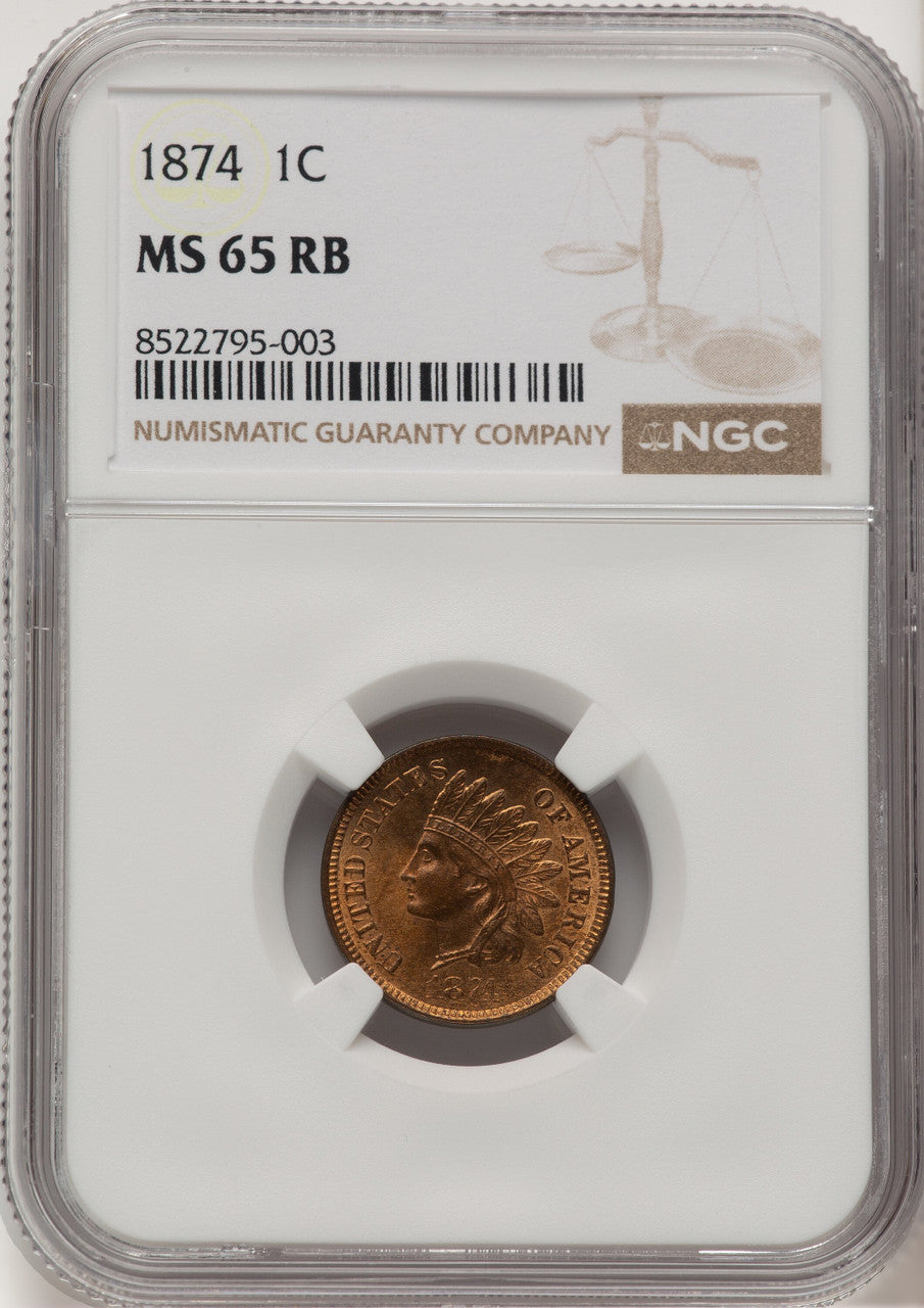 1874 1C RB Indian Cent NGC MS65 (776679016)