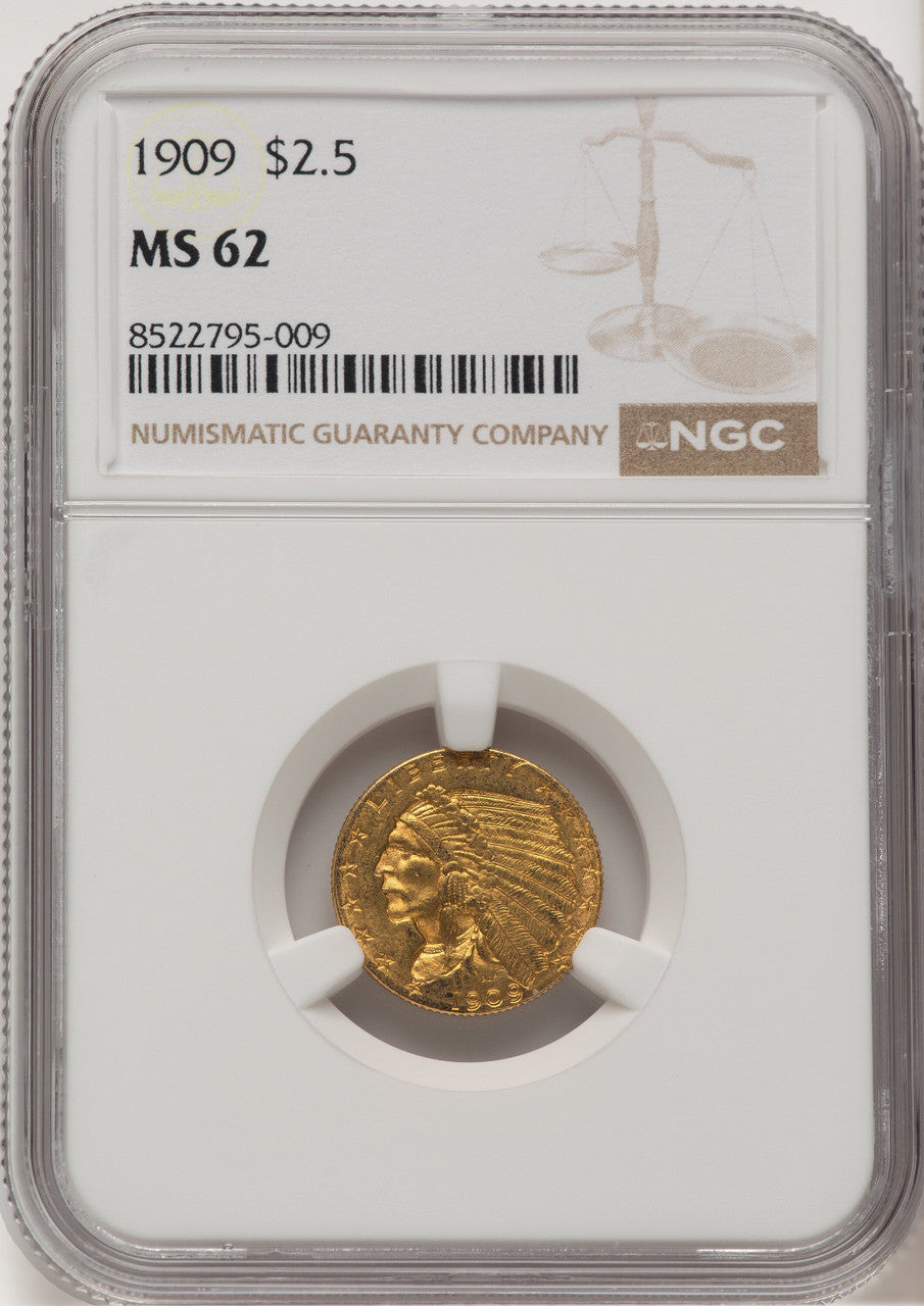 1909 $2.50 Indian Quarter Eagle NGC MS62 (776662015)