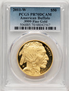 2011-W $50 One-Ounce Gold Buffalo Blue Gradient PCGS PR70