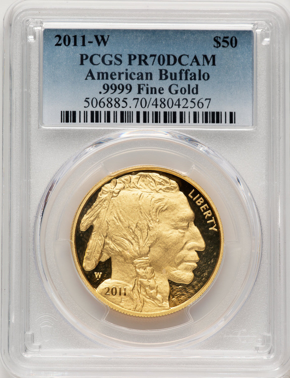 2011-W $50 One-Ounce Gold Buffalo Blue Gradient PCGS PR70