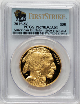2015-W $50 One-Ounce Gold Buffalo First Strike FS Bison Label PCGS PR70 (507195001)