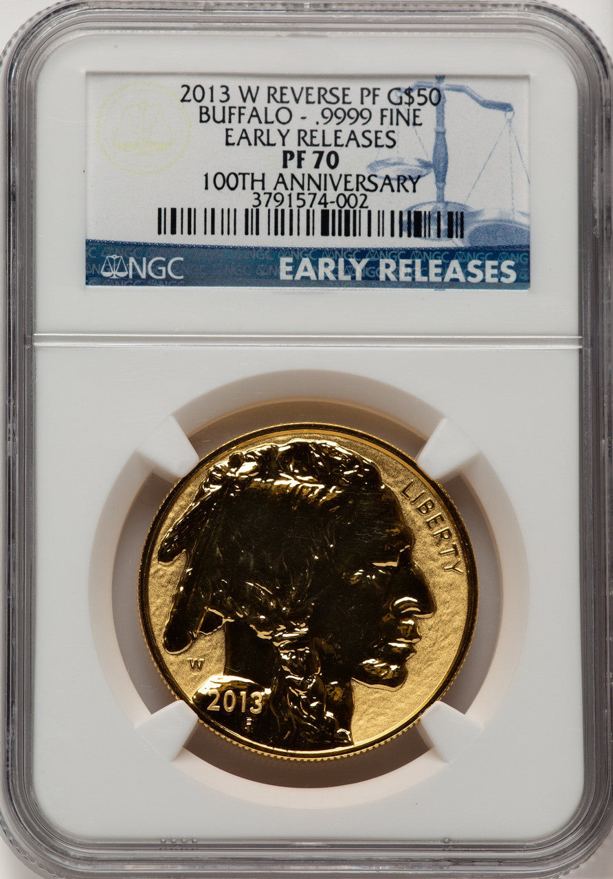 2013-W $50 One-Ounce Gold Buffalo Reverse Proof First Strike ER Blue NGC PF70