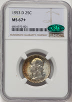 1953-D 25C CAC Washington Quarter NGC MS67+