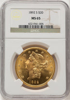 1892-S $20 Liberty Double Eagle NGC MS65