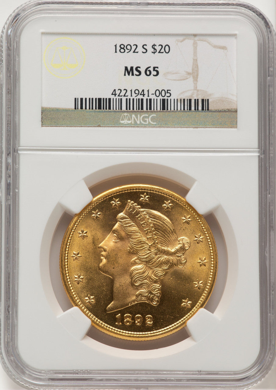 1892-S $20 Liberty Double Eagle NGC MS65