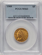 1909 $5 Indian Half Eagle PCGS MS63 (778001004)