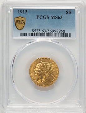 1913 $5 Indian Half Eagle PCGS MS63 (778001005)