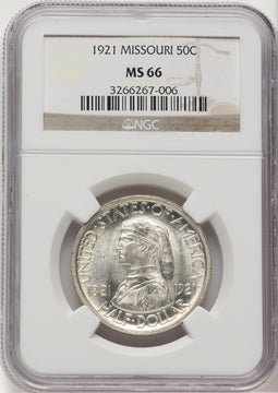 1921 50C Missouri Commemorative Silver NGC MS66 (778049019)