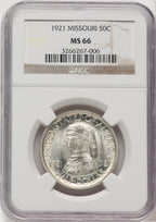1921 50C Missouri Commemorative Silver NGC MS66 (778049019)