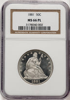 1881 50C PL Seated Half Dollar NGC MS66