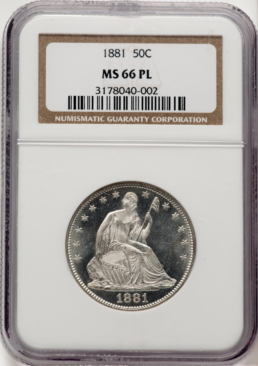 1881 50C PL Seated Half Dollar NGC MS66