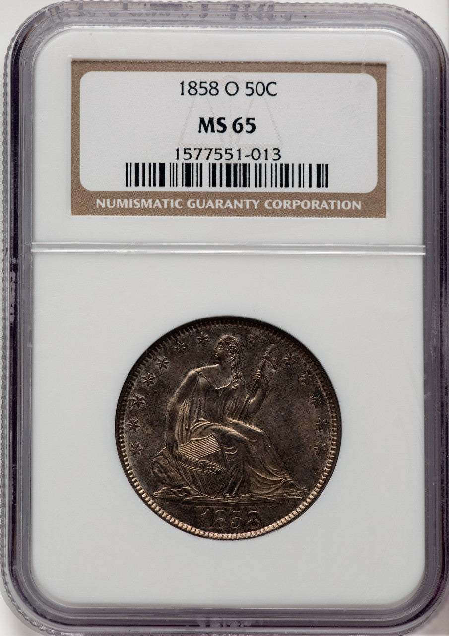 1858-O 50C Seated Half Dollar NGC MS65