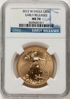 2012-W $50 One Ounce Gold Eagle First Strike ER Blue NGC MS70 (778213005)