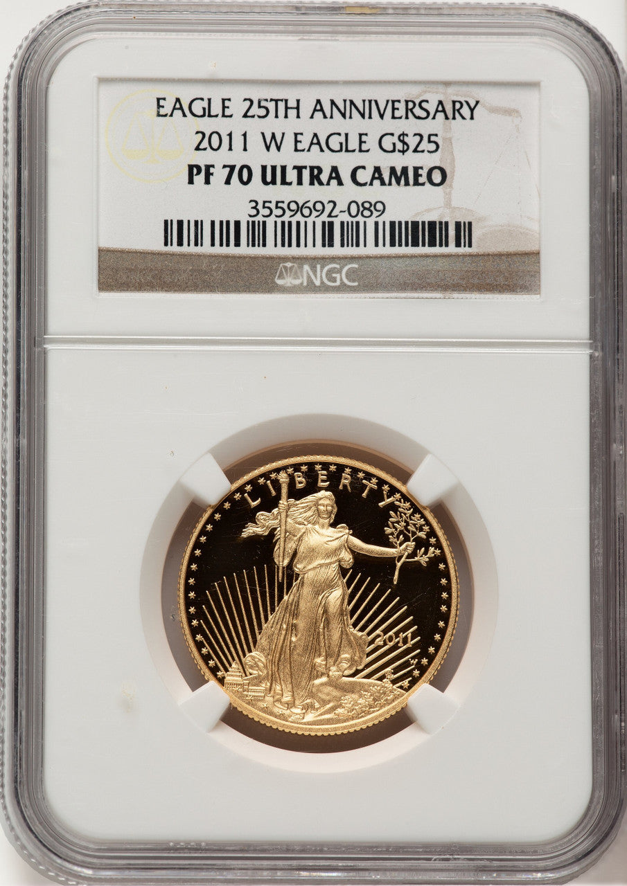 2011-W $25 Half-Ounce Gold Eagle Brown Label NGC PF70 (778213010)