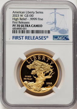 2023-W G$100 American Liberty High Relief FR Blue NGC PF70
