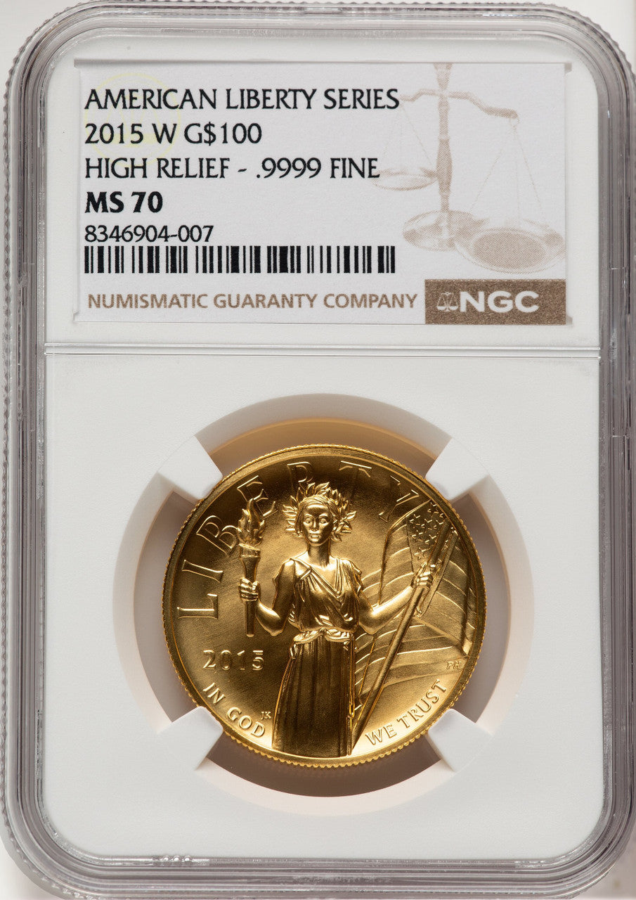 2015-W G$100 American Liberty High Relief Brown Label NGC MS70 (777699005)