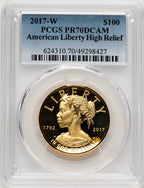 2017-W G$100 American Liberty High Relief Blue Gradient PCGS PR70