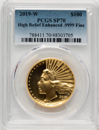 2019-W G$100 American Liberty High Relief Enhanced Blue Gradient PCGS MS70