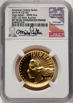 2019-W G$100 American Liberty High Relief Enhanced UC Mike Castle NGC MS70 (521292048)