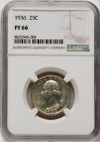 1936 25C Proof Washington Quarter NGC PR66