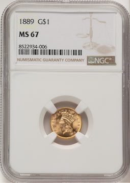 1889 G$1 Gold Dollar NGC MS67 (777547003)