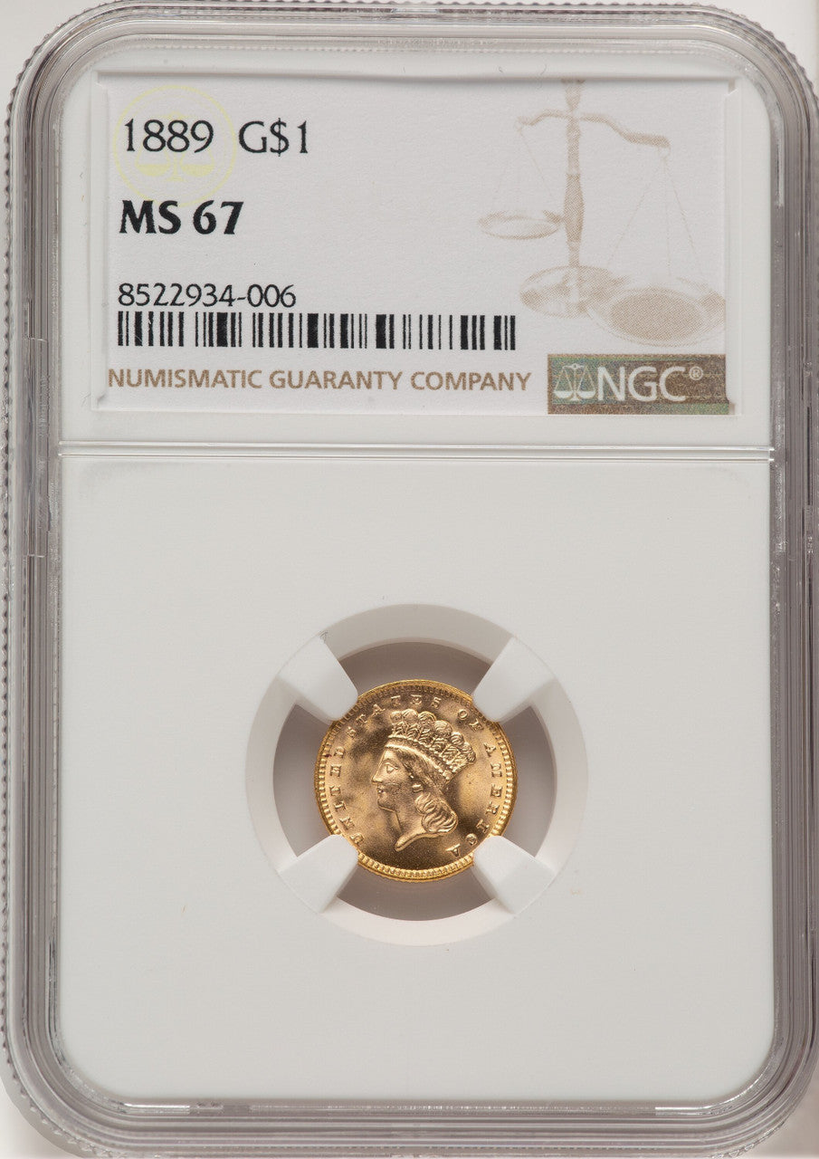 1889 G$1 Gold Dollar NGC MS67 (777547003)
