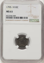 1795 H10C Early Half Dime NGC MS61