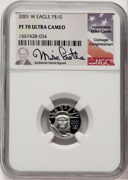 2001-W Platinum American Eagle 4-Coin Set NGC PF70 Mike Castle