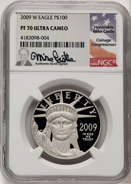 2009-W $100 One-Ounce Platinum Eagle Mike Castle NGC PF70 (771248007)
