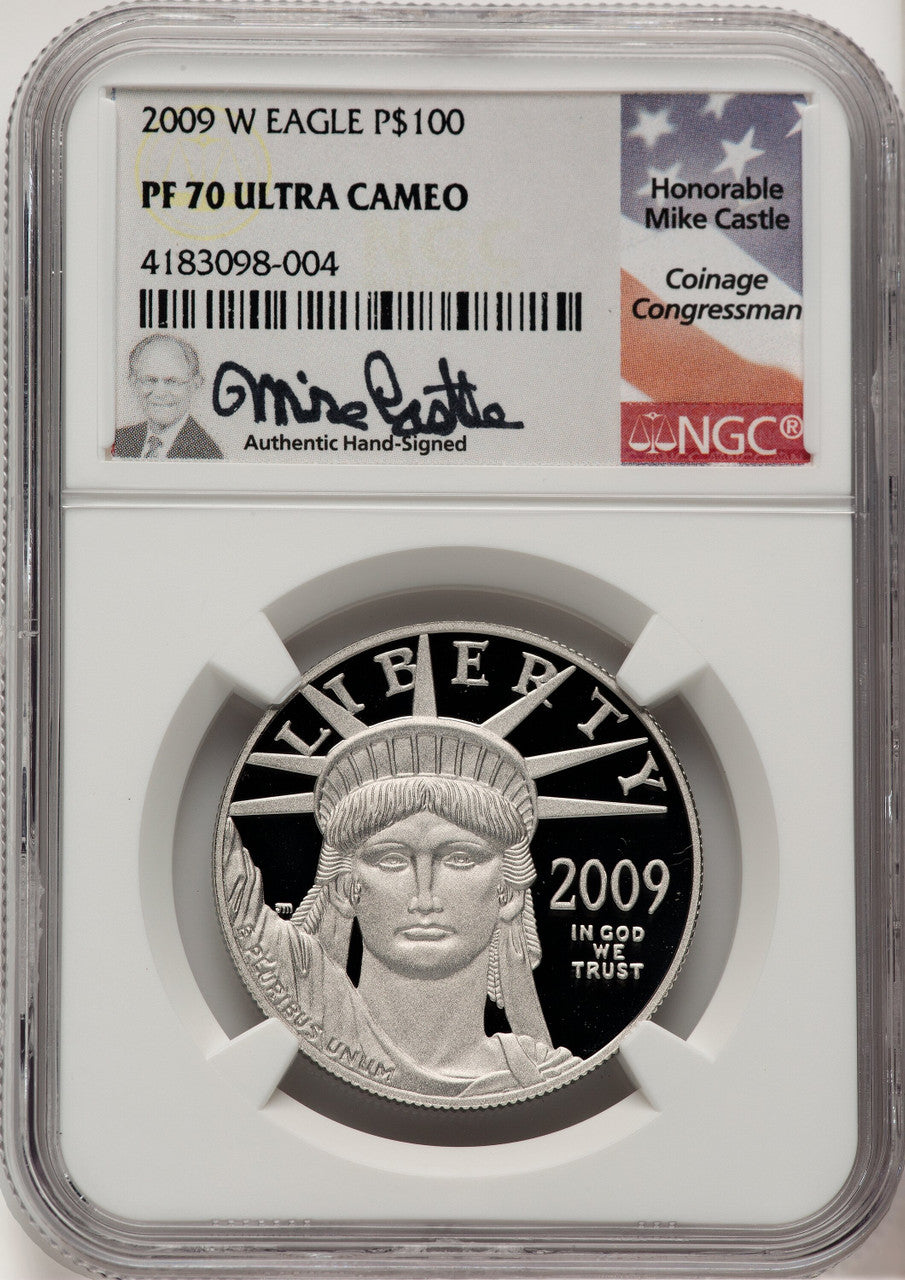 2009-W $100 One-Ounce Platinum Eagle Mike Castle NGC PF70 (771248007)